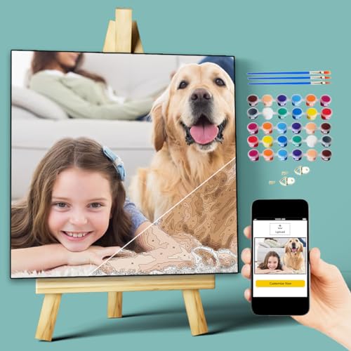 EGUEGU Malen nach Zahlen von Fotos, personalisieren Sie Leinwand Malen nach Zahlen für Anfänger, DIY Erwachsene digitale Ölgemälde-Kits, machen Sie Ihr eigenes Bild für Wanddekoration, Familie von EGUEGU