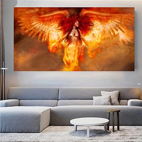 EGoSun Diamant Painting Bilder Groß, Flammen-Engel DIY 5D Vollbohrer Kreuz Stich Stickerei Diamond Art Craft, Diamond Painting Kinder Erwachsene, Home Wanddekoration Diamant Malerei 50x100cm von EGoSun