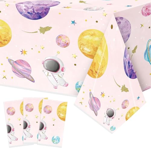 EGuangwiua 3Packs rosa Aquarell Outer Space Kunststoff Tischdecken Party Dekorationen von EGuangwiua