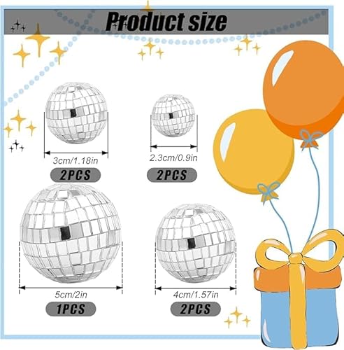7 Stück Discokugeln, 1 Stück Geburtstagsflagge, Discokugel-Kuchendekoration, Kuchendekorationskugeln, Themenparty-Dekorationszubehör von EHDWXVZM