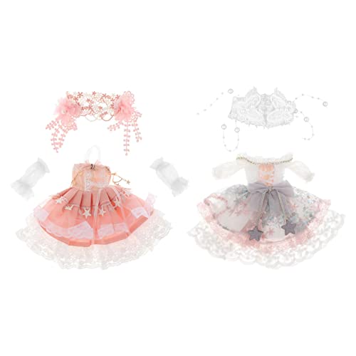 EHJRE 1/6 12 Zoll BJD Puppe Kleidung Pastoralen Stil Handgemachte Mädchen Puppe Kleid Set Kostüm, Grau und Rosa von EHJRE