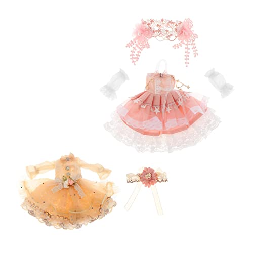 EHJRE 1/6 12 Zoll BJD Puppe Kleidung Pastoralen Stil Handgemachte Mädchen Puppe Kleid Set Kostüm, Rosa und Gelb von EHJRE