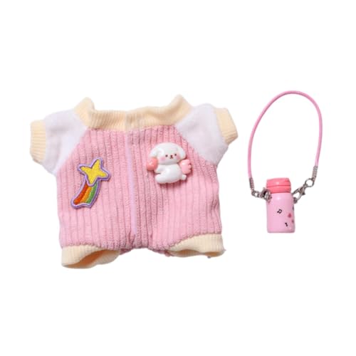 EHJRE 15 Kleidungsstücke für 17 cm Plüschpuppen, Kleidung für Puppen mit Teekanne, Kostüme, Zubehör für Stoffpuppen, Plüschtiere, Kleidung, Cartoon, Rosa von EHJRE