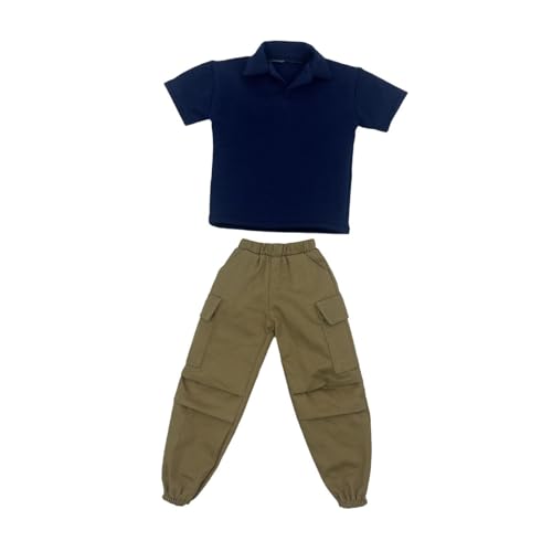 EHJRE 2 Stück Mode 1/6 Kurzarm T Shirt Und Hosen Kleidungsstück Miniatur Kleidung Kostüm für 12" Puppe Modell Dress Up Zubehör, Marine von EHJRE