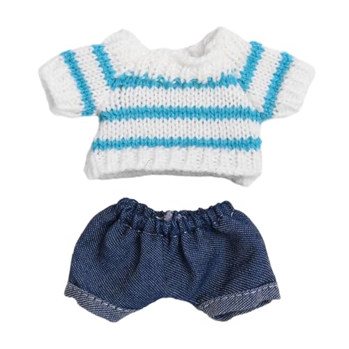 EHJRE 2 Teilige Puppen Outfits mit Gestreiftem Pullover Und Hose, Handgefertigte Kleidung für 15–17 cm Große Jungenpuppen, Thanksgiving Geschenke, Halloween, Jeans von EHJRE