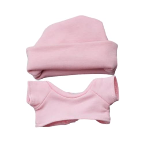 EHJRE 2er Set T Shirt Und Mütze für 17cm Puppen, Handgefertigte Kleidung für Kinder, Rosa von EHJRE