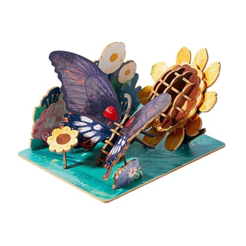 EHJRE 3D Tierpuzzles, Holzmodelle, Holzbausätze, Lehrreich für Kinder Im Alter von 4–7 Jahren, Phönix-Schmetterling von EHJRE