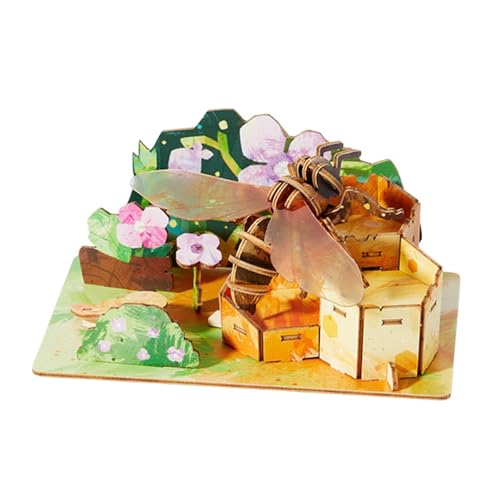 EHJRE 3D Tierpuzzles, Holzmodelle, Holzbausätze, Lehrreich für Kinder Im Alter von 4–7 Jahren, Westliche Biene von EHJRE