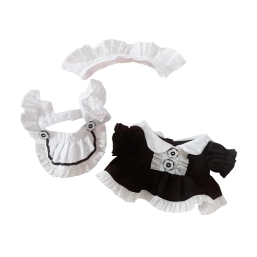 EHJRE Dienstmädchen Outfit für Puppen Aus Baumwolle mit Kopfschmuck, Cosplay Kleidung, Foto Requisiten, Anziehkleidung für 20 cm Große Puppen von EHJRE