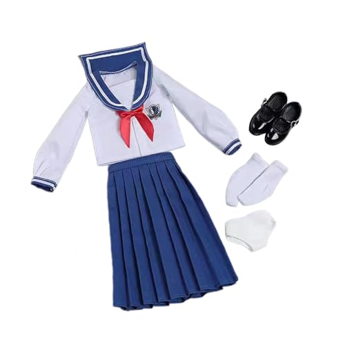 EHJRE Maßstab 1:6 Schulmädchen Uniform Anzug Action Figur Kleidung Kostüm für 12'' Weibliche Puppen Figur, BLAU von EHJRE