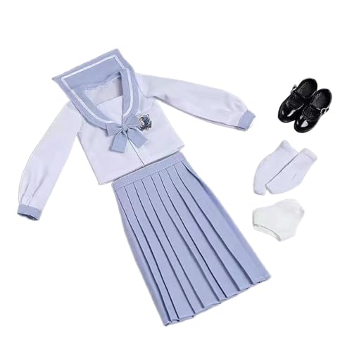 EHJRE Maßstab 1:6 Schulmädchen Uniform Anzug Action Figur Kleidung Kostüm für 12'' Weibliche Puppen Figur, Hellblau von EHJRE