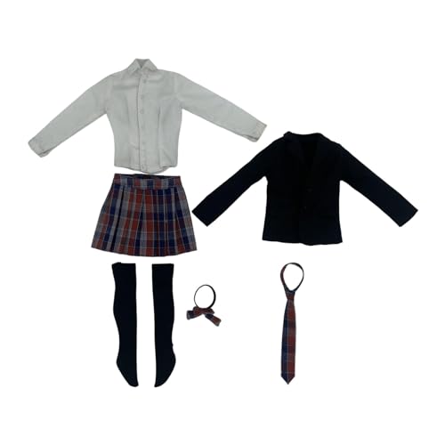 EHJRE Mode 1/6 Mädchen Kurzen Rock Miniatur Kleidung 6 Stück Set Mantel Fliege Kostüm Handgemachte Puppe Kleidung für 12in Dress Up ACCS, roter Rock von EHJRE