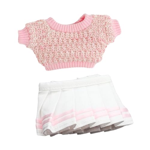 EHJRE Modepuppen Pullover Und Kurzer Rockanzug, Handgefertigte Kleidung, Kostüm für 15 cm Große Puppen, Mädchenpuppen, Rosa Rock-Set von EHJRE