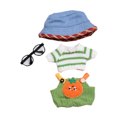 EHJRE Plüsch Puppenoberteil Und Hose. Machen Sie Ihre Eigenen Puppen DIY Pädagogische Kleidung für Kleine Mädchen, Verkleiden Sie Sich Als Overall Outfit F, Hut Und Brille von EHJRE