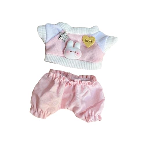 EHJRE Puppenkleidung Aus Plüsch für 17 cm Große Puppen, Kleidung, Kostüme, Anziehsachen, Stylische Foto Requisiten, Weich, Süß, mit Hose, Puppen Häschen SWE, ROSA von EHJRE