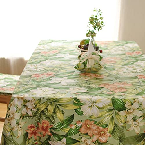 EHOMERY Abwischbare Tischdecke Drinnen Tischtuch Quadratisch Blume Tischdecke Abwaschbar Leinenoptik Cloth Table Grün Tischschutz Dekoration 100X140Cm von EHOMERY