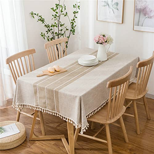 EHOMERY Tischdecke Usa Tischschoner Unterlage Einfacher Streifenstil Wax Tischdecke Abwaschbar Tischtuch Klammern Für Draußen Khaki Tischschutz Dekoration 140X250Cm von EHOMERY