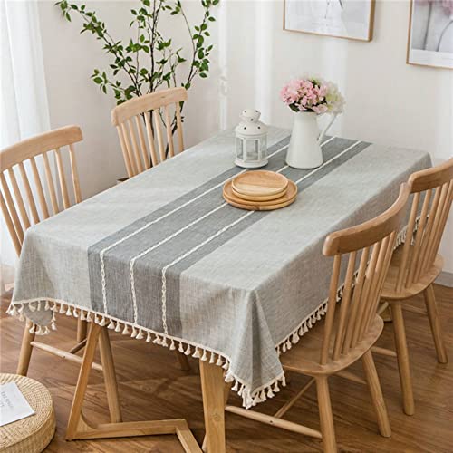 EHOMERY Tischdecken Natur Table Cloth Modern Einfacher Streifenstil Tischdecke Für Draussen Tischtuch Für Draussen Grau Tischschutz Dekoration 140X250Cm von EHOMERY