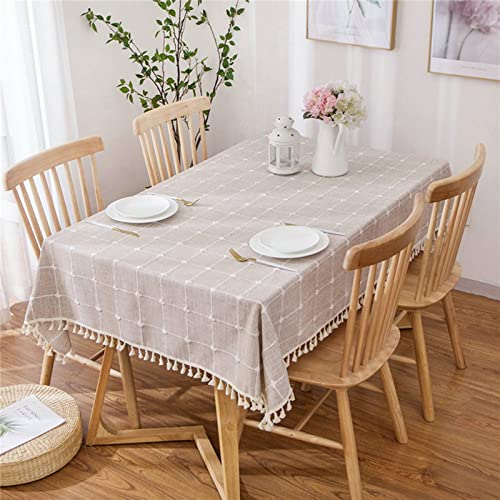 EHOMERY Tischdeckeunterlage Tisch Decken Folien Einfacher Plaid-Stil Tischdecke Abwaschbar Esszimmer Oriental Tisch Decken Khaki Tischschutz Dekoration 90X90Cm von EHOMERY