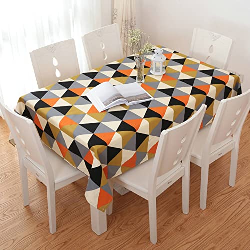 EHOMERY Tischdecke Outdoor Eckig Tischtuch Quasten Dreiecksmuster Bügelfreie Tischdecke Rechteckig Tischtuch Draußen Abwaschbar Orange Tischschutz Dekoration 140X220Cm von EHOMERY