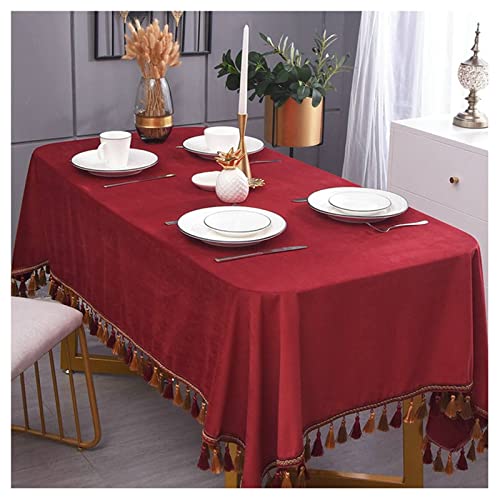 EHOMERY Tischdecke Zubehör Tischtuchrollen Schlichtheit In Reiner Farbe Wachstuch Tischdecke Abwaschbar Outdoor Table Cloth Rot Tischschutz Dekoration 140X200Cm von EHOMERY