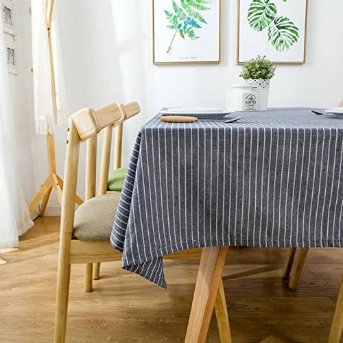 EHOMERY Tischdecken Quadratisch Table Cloth Linen Reiner Farbstreifen Tischdecke Klein Fell Tischtuch Hippie Blau Grau Tischschutz Dekoration 130X220Cm von EHOMERY