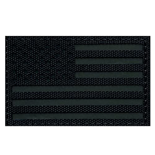 Reflektierender Aufnäher mit USA-Flagge, Infrarot, USA, USA, amerikanische Flagge, bestickt, Klettverschluss, 5,1 x 8 cm, Schwarz + Grau von EHOPE