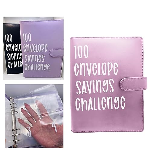 Budget Ordner Briefumschlag Set A5 100 Envelope Challenge Binder Mit Geldumschlägen Budgetierung Budget-Ordner Einfache Und Unterhaltsame Möglichkeit, 5050 $ zu sparen (Violett) von EHOTER