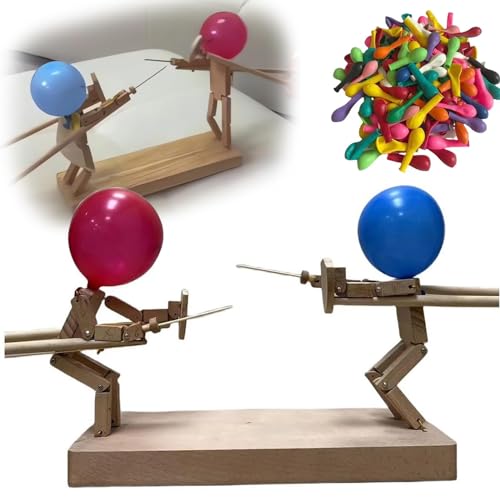 EHOTER Balloon Bamboo Man Battle Bambus Mann Ballonkampf Hölzerne Fechtpuppen mit 120 Luftballons Brettspiel zum Trainieren von Handgeschicklichkeit Kinder Spielzeug Geschenk (5mm120Ballon) von EHOTER