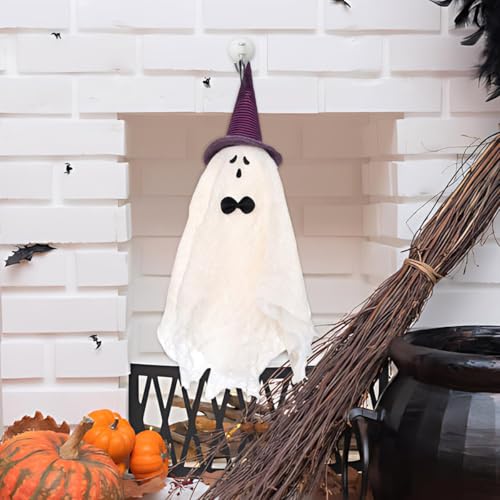 EHOTER Halloween Dekoration Weiße Hexe Spooky Home Party Hangings Halloween Dekoration Halloween Spooky Hexenhut Halloween Spooky für Outdoor Patio Rasen Party Dekoration (Violett) von EHOTER