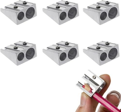 EHOTER Magnesium Pencil Sharpener Survival Magnesium Anspitzer Doppelanspitzer aus Metall Doppelloch Bleistiftspitzer Multifunktionaler Magnesium Bleistiftspitzer für Schule Outdoor (6) von EHOTER