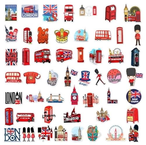 London Bus Aufkleber London Bus Sticker Set 50 Stücke Niedlich Deko für Auto Laptop Skateboard Fahrrad Moped Motorrad Fahrrad Computer,Geeignet für Erwachsene Kinder Geschenk von EHOTER