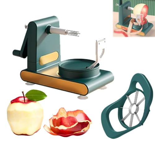 Multi Obstschäler mit Obstteiler Set Multifruchtschäler 2.0 Handschäler Obstschäler Maschine Edelstahl Obst- und Gemüseschäler für Kartoffeln Äpfel und Birne (Dunkelgrün) von EHOTER