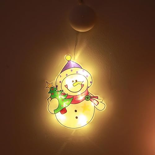 Saugnapf Weihnachten Lichter LED Fensterlicht Batteriebetriebene Weihnachtsbeleuchtung Niedliche Hängende Leuchte für Innen Außen Weihnachtsfeier Weihnachtsbaum Fenster Deko Kinder Geschenk (5#) von EHOTER