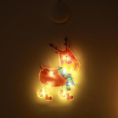 Saugnapf Weihnachten Lichter LED Fensterlicht Batteriebetriebene Weihnachtsbeleuchtung Niedliche Hängende Leuchte für Innen Außen Weihnachtsfeier Weihnachtsbaum Fenster Deko Kinder Geschenk (8#) von EHOTER