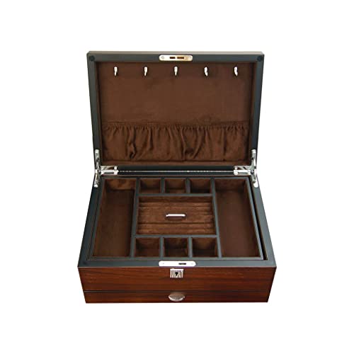 EHVYBDX Make-up-Organizer, Retro-Schmuckschatulle, mehrschichtige Aufbewahrungsbox, für Ringe, Ohrringe, Halsketten, Armbänder, Uhren, kleine Schmuck-Aufbewahrungsbox, Holz, 30 cm von EHVYBDX