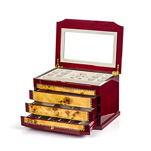 EHVYBDX Multifunktionale Schmuckschatulle mit Klavierfarbe, exquisiter Massivholz-Schmuck-Organizer, Schmuckschatulle für Halsketten, Ringe, Ohrringe, Uhren von EHVYBDX