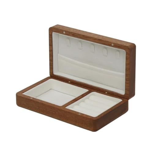 EHVYBDX Ringschatulle, Walnussholz, Schmuckschatulle, Hochzeitsring-Box, Ohrring-Ringe, Aufbewahrungsbox, Schmuck-Organizer, Schmuck-Geschenkverpackung, Ringboxen für Schmuck von EHVYBDX