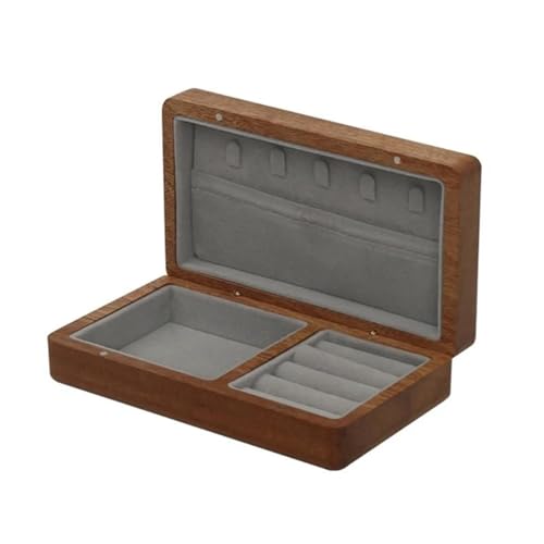 EHVYBDX Ringschatulle, Walnussholz, Schmuckschatulle, Hochzeitsring-Box, Ohrring-Ringe, Aufbewahrungsbox, Schmuck-Organizer, Schmuck-Geschenkverpackung, Ringboxen für Schmuck von EHVYBDX