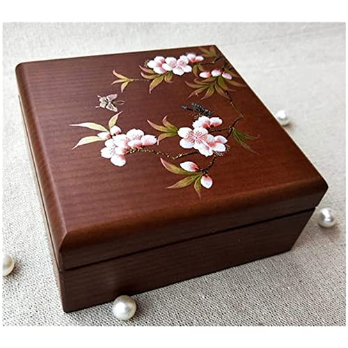 EHVYBDX Schmuck-Organizer, Schmuckkästchen, Retro-Holz-Schmuckschatulle, praktische Aufbewahrungsbox aus Massivholz, Schmuckkästchen, Antik-Blumen-Schmuckkästchen, Geschenk, Schmuck-Aufbewahrungsbox von EHVYBDX