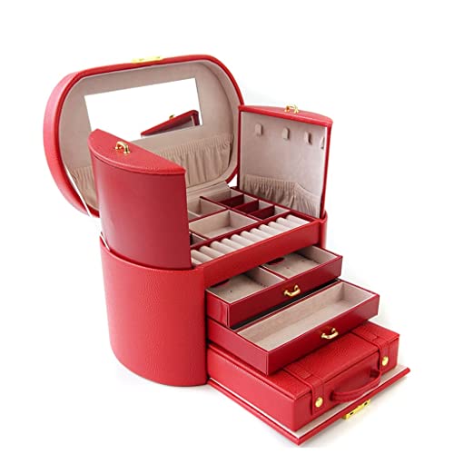 EHVYBDX Schmuck-Organizer, Schmuckkästchen, große Schmuck-Organizer-Box, Schmuck-Aufbewahrungsbox mit Spiegelschubladen, Leder-Schmuckschatullen für Frauen, Geschenk, Schmuckschatullen für Frauen von EHVYBDX