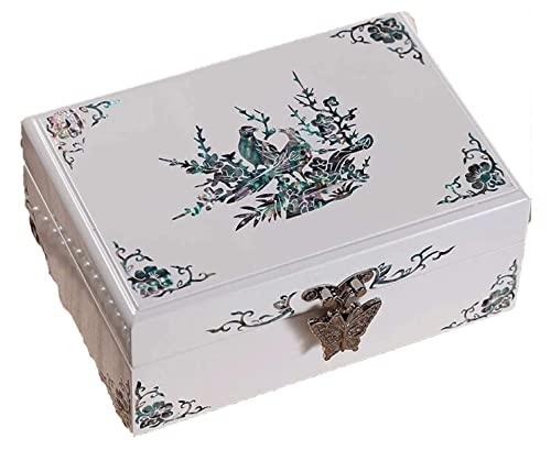 EHVYBDX Schmuck-Organizer, Schmuckschatulle, Massivholz, Schmuck-Organizer, kleine Schmuck-Aufbewahrungsbox, Schmuckschatulle für Ringe, Ohrringe, Halsketten, Schmuckkästchen für Damen von EHVYBDX