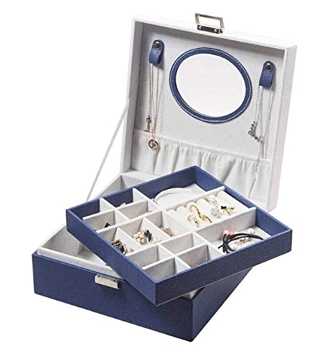 EHVYBDX Schmuck-Organizer, Schmuckschatulle, PU-Leder, Schmuckschatulle mit tragbarem Reise-Schmuck-Organizer und abnehmbaren Halsketten, Haken, Würfeln, verdecktem Fach, Schmuck-Display-Aufbewahrung von EHVYBDX