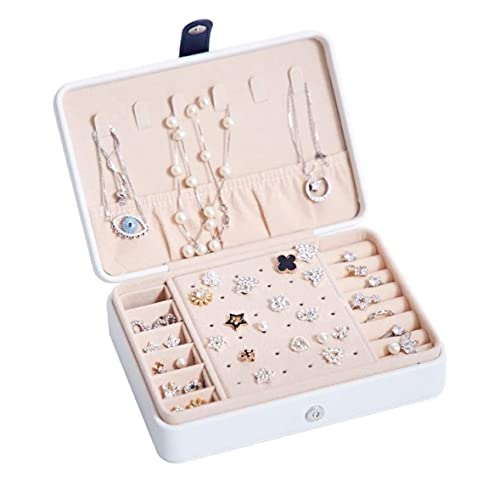 EHVYBDX Schmuck-Organizer, Schmuckschatulle, tragbare Schmuck-Präsentation, Organizer, Leder, Ringe, Ohrringe, Halsketten, Schmuckkästchen für Damen, Schmuckkästchen, Schmuck-Display-Aufbewahrung von EHVYBDX