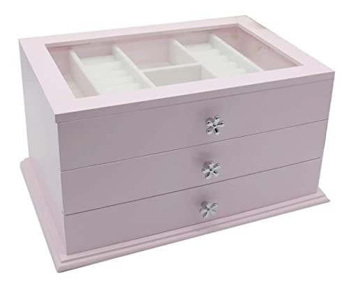 EHVYBDX Schmuckaufbewahrungsbox, Schmuck-Organizer, 3-lagige Schmuckschatulle, Flanell-Schmuckbox, Schmuck-Aufbewahrungsbox, Halsketten, Ohrringe, Ringe, Armbänder, von EHVYBDX