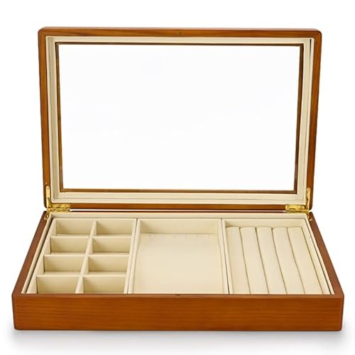 EHVYBDX Schmuckkästchen, Organizer, multifunktionale Schmuckschatulle, Holz, Schmuck-Aufbewahrungsbox, Mikrofaser, Ring-Display, Tablett, Armband-Aufbewahrungsbox, Schmuck-Organizer, klein von EHVYBDX