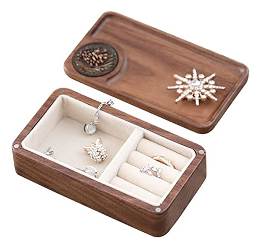 EHVYBDX Schmuckkästchen, Schmuckkästchen, kleine Schmuckschatulle, Halskette, Ring, Aufbewahrung, Holzschnitzerei, Schmuck-Organizer, Box für Damen, Schmuck-Organizer von EHVYBDX