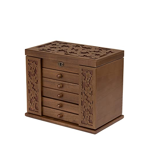 EHVYBDX Schmuckschatulle aus Holz für Damen, Organizer-Box aus Massivholz mit Kombinationsschloss für Schmuck, Uhren, Halsketten, Ringe, Aufbewahrungsbox, Schmuck, Reiseetui von EHVYBDX