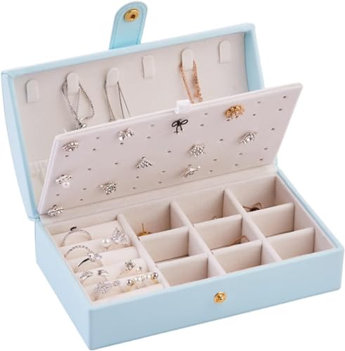 EHVYBDX Schmuckschatulle für Damen, Reise-Schmuckschatulle, tragbare Schmuckschatulle, Ohrringe, Halsketten, Ringe, Schmuck-Organizer, herausnehmbare Trennwand, Schmuckschatulle, Aufbewahrungsbox, von EHVYBDX