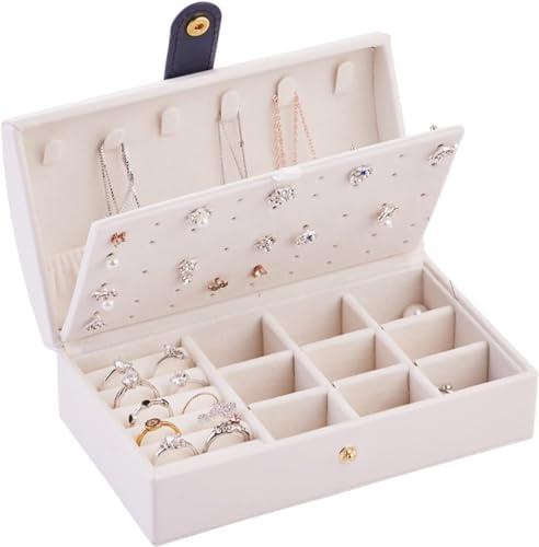 EHVYBDX Schmuckschatulle für Damen, Reise-Schmuckschatulle, tragbare Schmuckschatulle, Ohrringe, Halsketten, Ringe, Schmuck-Organizer, herausnehmbare Trennwand, Schmuckschatulle, Aufbewahrungsbox, von EHVYBDX